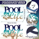 Tandefio Pool Life Metal Wall Art Decor Hibiscus Flower Coastal Metal Wall Art Tropical Outdoor Decor Swimming Pool Sign for Summer Beach Patio Living Room Bathroom Boat Decorations (Blue Gradient)