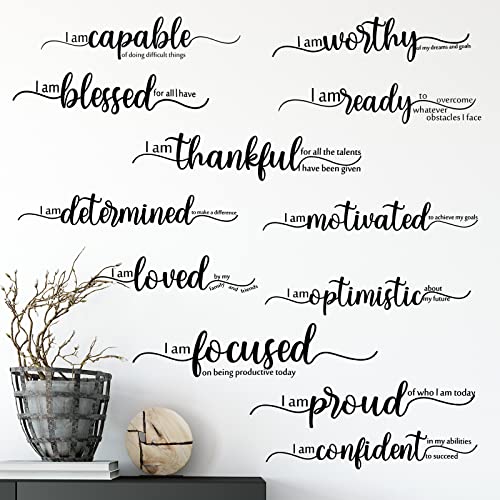 Epakh 2 Sheets Inspirational Wall Decals Motivational Wall Stickers Black Art Decor Positive Affirmation Quote Stickers Vinyl Positive Wallpaper for Living Room Bedroom Office Nursery Restaurants
