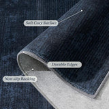 8x10 Washable Area Rug, Navy Blue Solid Area Rugs for Living Room & Bedroom