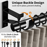 KOLAKO Curtain Rod Bracket, Heavy Duty Curtain Rod Holders Single Decorative Rod Hooks Hanger for 1 Inch Dia Rod, Black 4 Pack