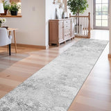 Abstract Washable 2x10 Runner Rug: Non Slip Rugs for Kitchen Neutral Grey
