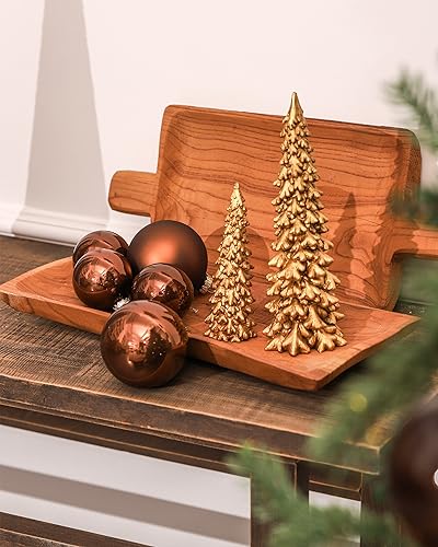 DN DECONATION Brown Glass Christmas Ball Ornaments, Set of 9, 3' Hanging Christmas Baubles for Xmas Tree Decoration, Wedding Party Gift