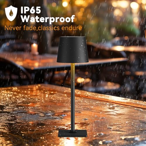 2 Pack Rechargeable Table Lamps,Cordless Lamp with 6000mAh Battery Operated, Portable Indoor/Outdoor Table Lamp for Patio Restaurant Home Dinner Dining Kitchen,Waterproof & Wireless