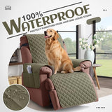 KinCam 100% Waterproof Recliner Loveseat Cover with Console X1, Recliner Couch Covers X1, Recliner Chair Covers X1(Gray Green)