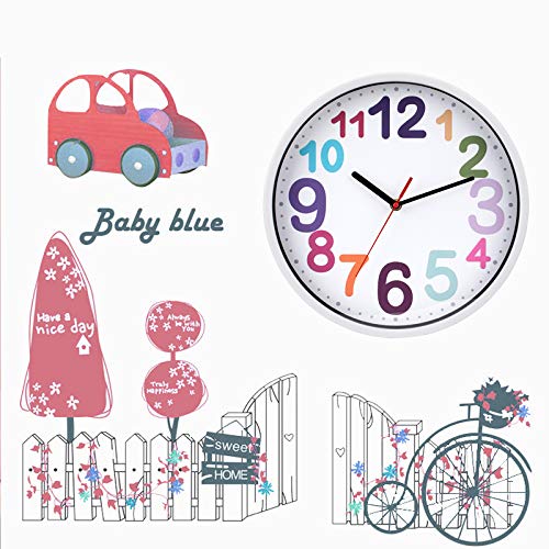 Wall Clock 12 Inch Silent Non Ticking Battery Operated Time Teaching Quartz Home Colorful Read Learn Time Perfect for Teacher's Classrooms and Kid's Bedrooms