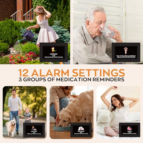 Digital Dementia Clocks for Seniors, 7 Inch, Black | Day Date Time Large Display for Poor Vision Easy Read, Medication Reminder Alarm, Spanish 10 Languages, Alzheimer Gifts