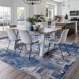 RELEANY Washable Area Rugs 5'x7' Non-Slip Modern Abstract Soft for Living Room Entryway Bedroom Kitchen, Print Pattern, Blue Grey Navy Gray