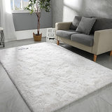 Hutha 4x6 Large Area Rugs for Living Room, Super Soft Fluffy Modern Bedroom Rug, Cream White Indoor Shag Fuzzy Carpets for Girls Kids Nursery Room Home Decor