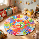 ABC Round Kids Rug for Playroom, 4ft Educational Kids Rug with Number Shape Animal Season, Non-Slip Alphabet Small Classroom Rugs, Learning Area Rugs Washable for Classroom Playroom Nursery Bedroom