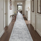 2'6 x 16' Runner Rug Non Slip,Washable Kitchen Rugs,Grey