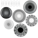Hicarer Set of 6 Black and White Plate Wall Decor Minimalist Ceramic Plate Wall Art with W-shaped Invisible Hooks & Silver Nails, Multi-use Dinner Plates for Home Office Art & Dining