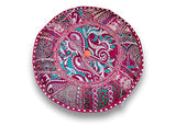 Sophia-Art Indian Embroidered Patchwork Cover Indian Decorative Pouf Indian Comfortable Floor Cotton Cushion Ottoman Pouf,Indian Designs Ethnic Patchwork Pouf (Dark Pink, 18"x13")