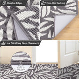 Indoor Door Mat 2x3ft, Absorbent Dog Muddy Paws Mats, Low-Profile Leaves Entrance Runner Carpet with Non-Slip Rubber Backing, Washable Inside Welcome Mat for Hallway,Entryway,Kitchen(Grey)