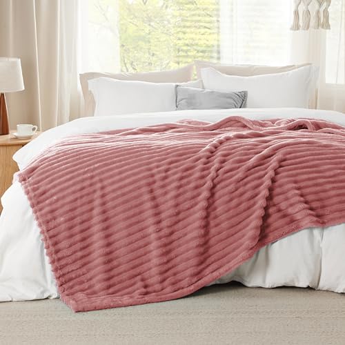 Bedsure Full Size Fleece Blankets for Bed Dusty Pink 84"x90"