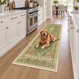 Runner Rug 2x6 Washable Rugs for Hallways, Olive/Brown/Multi