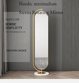 Floor-Standing Full-Length Mirror with Metal Frame 360° Rotating Full-Length Mirror is Suitable for Bedroom, Living Room, Cloakroom, Etc. (Gold)
