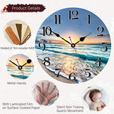 VIKMARI Kitchen Wall Clock - Home Decorative Wall Clock,14 Inch Silent Non-Ticking Quartz Battery Operated Clock, Easy to Read Round Arabic Numerals Ocean Wave Pattern Wooden Wall Clocks