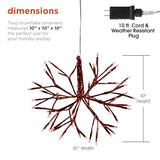 Alpine Corporation 16" Tall Holiday 3D Snowflake Hanging Ornament with 96 LED Lights, with Twinkling Effect, Festive Indoor/Outdoor Christmas Decoration, White Red
