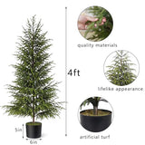 Artificial Norfolk Pine Tree - 4ft (48") Faux Christmas Tree Fake Potted Plants for Indoor Outdoor Home Front Porch Christmas Decor