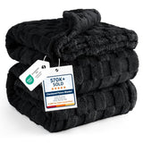 Bedsure Checkered Soft Cozy Fleece Full Blanket for Bed, Black, 84"×90"