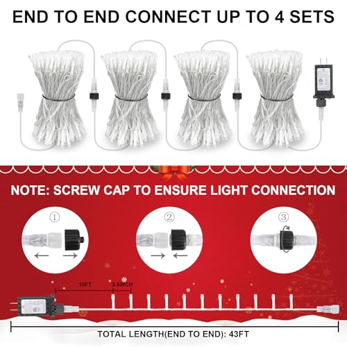 33 FT 100LEDs Christmas Lights Plug in,Outdoor Indoor Connectable Fairy Lights with Timer and 8 Modes,Christmas Tree Lights for Garden Party Wedding Christmas Decoration(Warm White)
