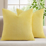 Mecatny Corduroy Throw Pillow Covers 24x24 Set of 2 Sundress Yellow