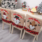 Festive Christmas Chair Back Adorable Cartoon Santa Chair Back Decor ForXmas Kitchen Dining Slipcovers