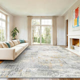 AMADA Washable 8'x10' Abstract Area Rug for Living Room Beige