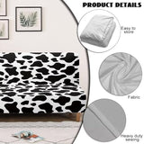 Classic Cow Print Stretchy Sofa Couch Slipcover with Elastic Bands Non Slip & Dustproof Protector Futon Covers Armless Sofa Couch Slipcover
