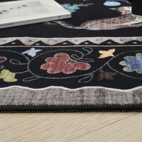 Rugcomf Long Hallway Runner Rug 2'7"x14' Washable Non Slip, Black