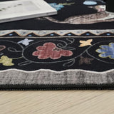 Rugcomf Long Hallway Runner Rug 2'7"x14' Washable Non Slip, Black