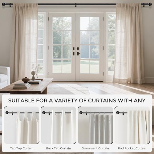 HeiDear 2 Pack Curtain Rods for Windows 30 to 45 Inches, 5/8" Matte Black Metal Curtain Rod, Adjustable Single Window Rods for Bedroom, Living Room, Kitchen, Office