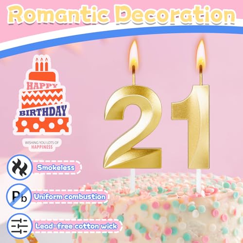 21st Birthday Candles,21st Birthday Decorations Cake Topper for Her Him Men Party Favors