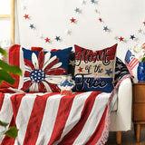 AVOIN colorlife Let Freedom Ring Stars Fireworks Red White Flower Throw Pillow Covers, 18 x 18 Inch 4th of July Patriotic Independence Memorial Day USA Flag Cushion Case for Sofa Couch Set of 4