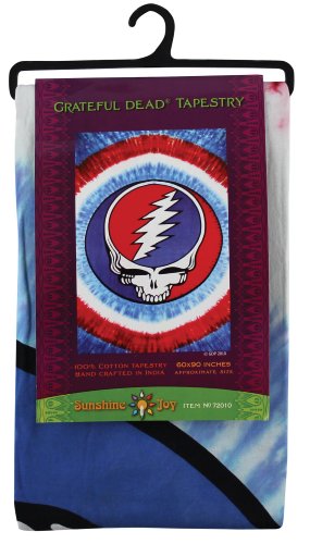 Sunshine Joy Grateful Dead Patriotic Steal Your Face Tie-Dye Tapestry Wall Art Beach Sheet Huge 60x90 Inches