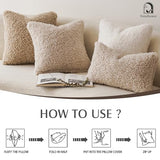Foindtower Curly Boucle Faux Fur Lumbar Throw Pillow Covers 12x20 Oatmeal