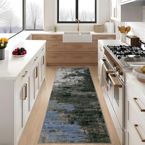 GarveeHome Washable Hallway Runner 2.5x10 Modern Kitchen Rug Gray Brown