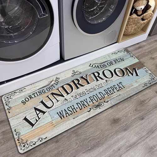 Non Slip Laundry Room Rug - Farmhouse Kitchen Floor Mat -Laundry Room Rug- Runner Decor -Washable Floor Carpet for Washroom Mudroom Kitchen Bathroom Hallway-20 x48