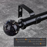 Black Curtain Rods for Windows 28 to 48 Inch, 1'' Heavy Duty Adjustable Drapery Rod with Unique Crystal Ball Finials, Modern Decorative Curtain Rod,Size; 30-60''