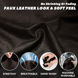 Chair Slipcover with Armrest Pockets 2-Piece Set, Stretch Faux Leather Chair Cover for Armchairs(Fits 31-45") - Non-Slip, Machine Washable, Pet & Kid Friendly - Coffee