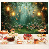 Spring Enchanted Forest Backdrop, Fairy Tale Wonderland Garden Backdrops for Photoshoot, Mushroom Butterfly Woodland Fairy Tea Party Decorations Photo Booth Studio Props Backdrops 7X5FT