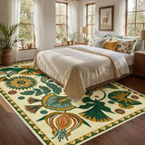 Joydeco Egypt Floral Large Washable 9x12 Area Rugs for Living Room Bedroom