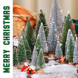 Set of 35PCS Mini Christmas Tree, Christmas Pine Cones, 2oz Fake Snow Powder, Mixed Christmas Decoration, Xmas Village Displays Winter DIY Crafts (Classic Green)