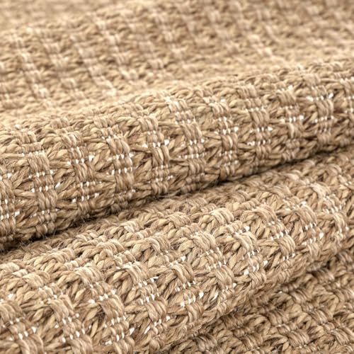 Luul Home Easy Jute Rugs 8x10 Natural Color Living Room Indoor Outdoor Area Rug for Patio Farmhouse and Kitchen Rug High Traffic Easy to Clean Washable Solid Boho Woven Design Outside Carpet (8 x 10)
