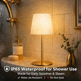 EZVALO Outdoor Cordless Table Lamp, IP65 Waterproof 4500mAh Rechargeble Shower Lamp, Dimmable Touch Lamp, LED Night Light Lamp for Bathroom Patio Camping Restaurant Home 1 Pack (Gold)