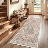3x7 Vintage Runner Rug Low Pile Non-Slip Washable Hallway Rug