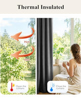 StangH Grey Velvet Curtains for Living Room 96 inches Long Blackout Curtains for Bedroom Grommet Privacy Thermal Insulated Window Drapes for Sliding Glass Door, W52 by L96 inches, 2 Panels