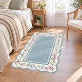 HAOYUNLAI Washable 2x3 Scalloped Floral Entryway Area Rug Low‑Pile Carpet