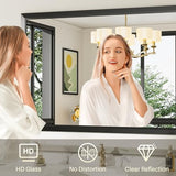 Briivue 24x36 Inch Black Bathroom Mirror for Wall, Thick Metal Framed Rectangle Mirrors for Over Sink, Bedroom, Living Room, Entryway, Anti-Rust, HD Tempered Glass