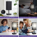 aooshine Black Lamp for Bedroom-Touch Lamp with USB-C+A and AC Outlets,3 Way Bedside Nightstand Square Table Lamp for Kids, Guest Room Living Rroom,Office, 800 Lumens 5000K Daylight Bulbs Included